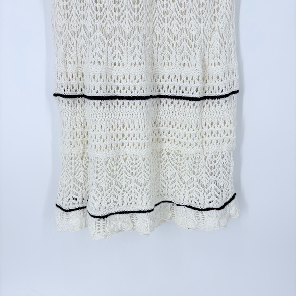 Abercrombie & Fitch Women's Cream Black Crochet Style Boho Maxi Dress - Picture 8 of 16